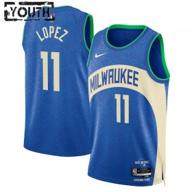 Camiseta Niños NBA Milwaukee Bucks Brook Lopez 2023-24 Nike City Edition Royal Swingman